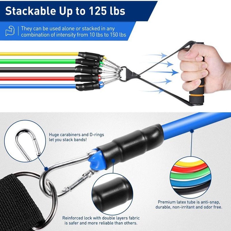 Fitness Resistance Rubber Band Yoga Elastic Band Upgrade Training Bar Set Pilates Training Exercise Fitness Equipment Pull Rope