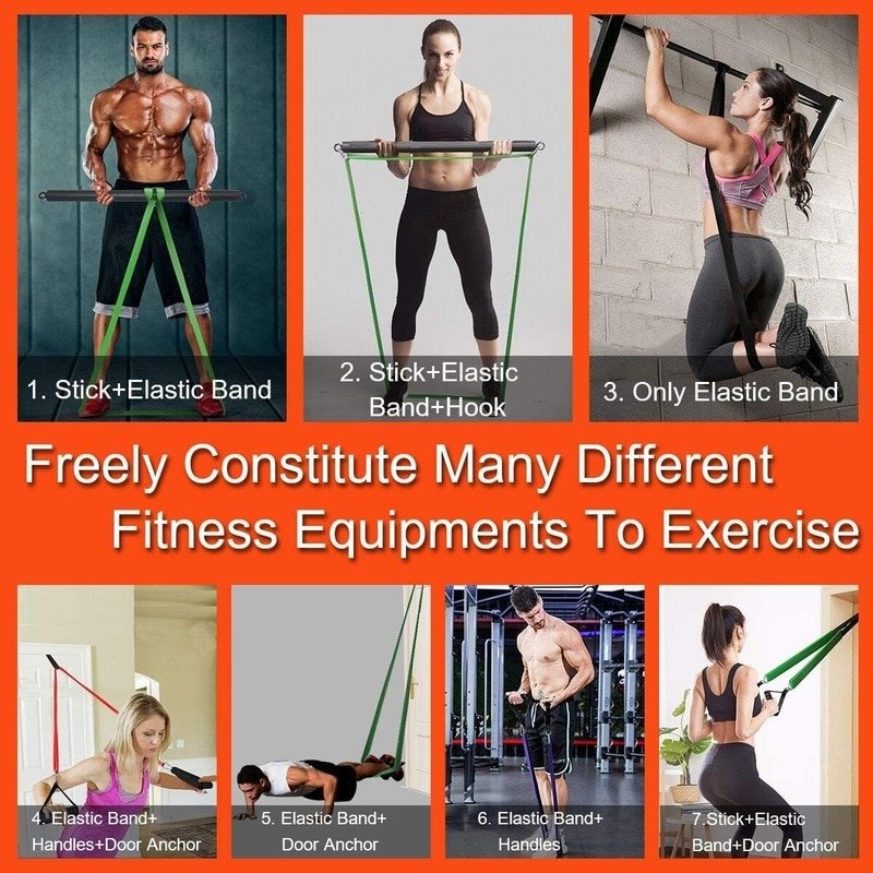 Fitness Resistance Rubber Band Yoga Elastic Band Upgrade Training Bar Set Pilates Training Exercise Fitness Equipment Pull Rope