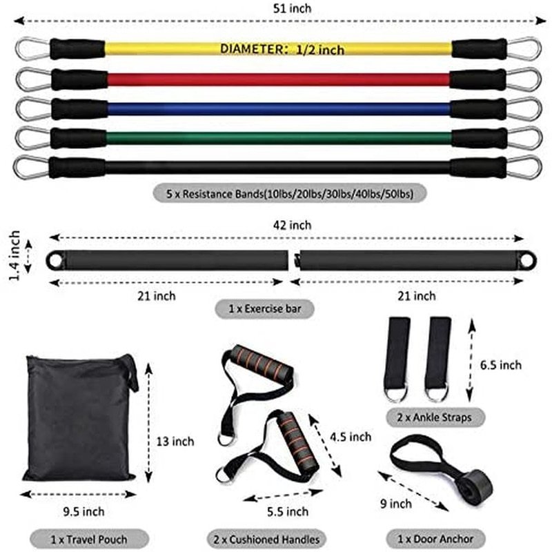 Fitness Resistance Rubber Band Yoga Elastic Band Upgrade Training Bar Set Pilates Training Exercise Fitness Equipment Pull Rope