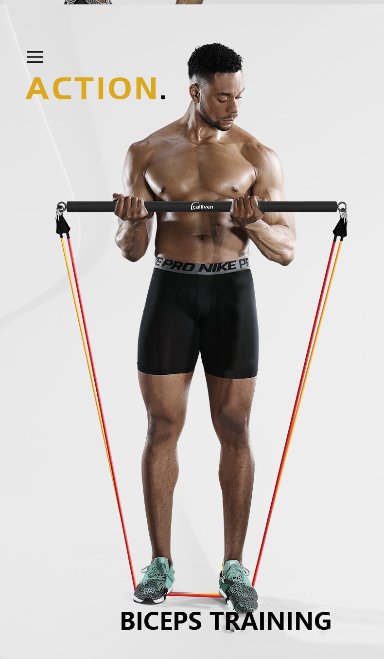 Fitness Resistance Rubber Band Yoga Elastic Band Upgrade Training Bar Set Pilates Training Exercise Fitness Equipment Pull Rope