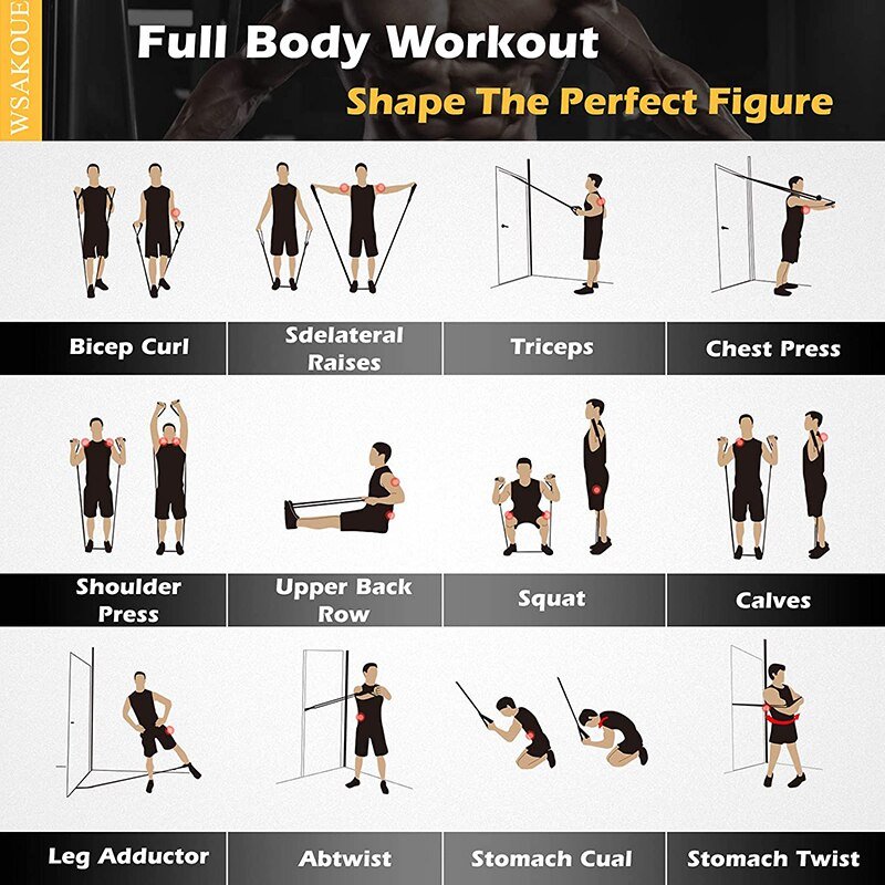 250 Lb Fitness Resistance Band All Black Suit Rubber Band Elastic Band Upgrade Training Band Suit Pilates Fitness Equipment Home