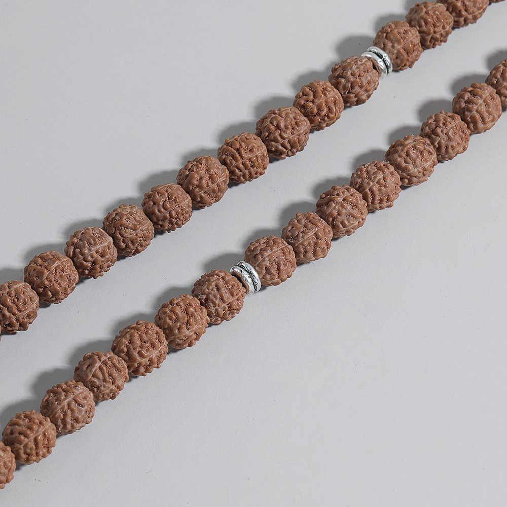 Natuurlijke Rudraksha Kralen 108 Mala Rozenkrans Elastische Kronkelende Armband Yoga Zegen Charm Bangle Voor Mannen En Vrouwen