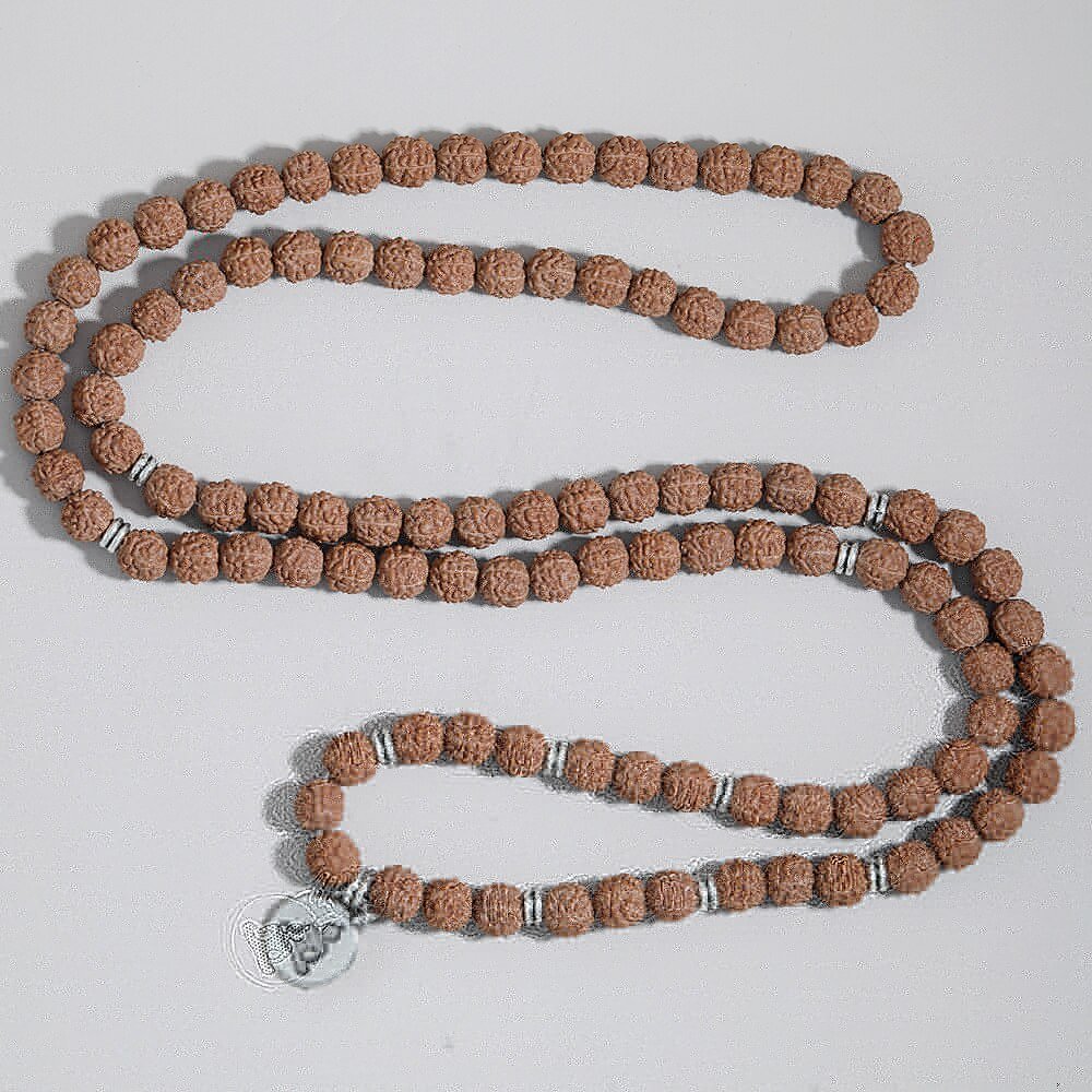 Natuurlijke Rudraksha Kralen 108 Mala Rozenkrans Elastische Kronkelende Armband Yoga Zegen Charm Bangle Voor Mannen En Vrouwen