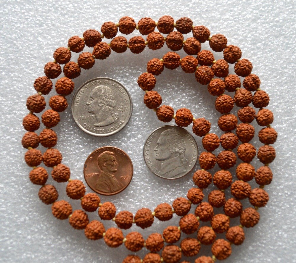 5 Mukhi 108 Rudraksha kralen Kleine Shiva Tranen Ketting bodhi Mala Kraal Natuurlijke Indian Zaden Yoga Boeddhistische Sieraden hand kontted