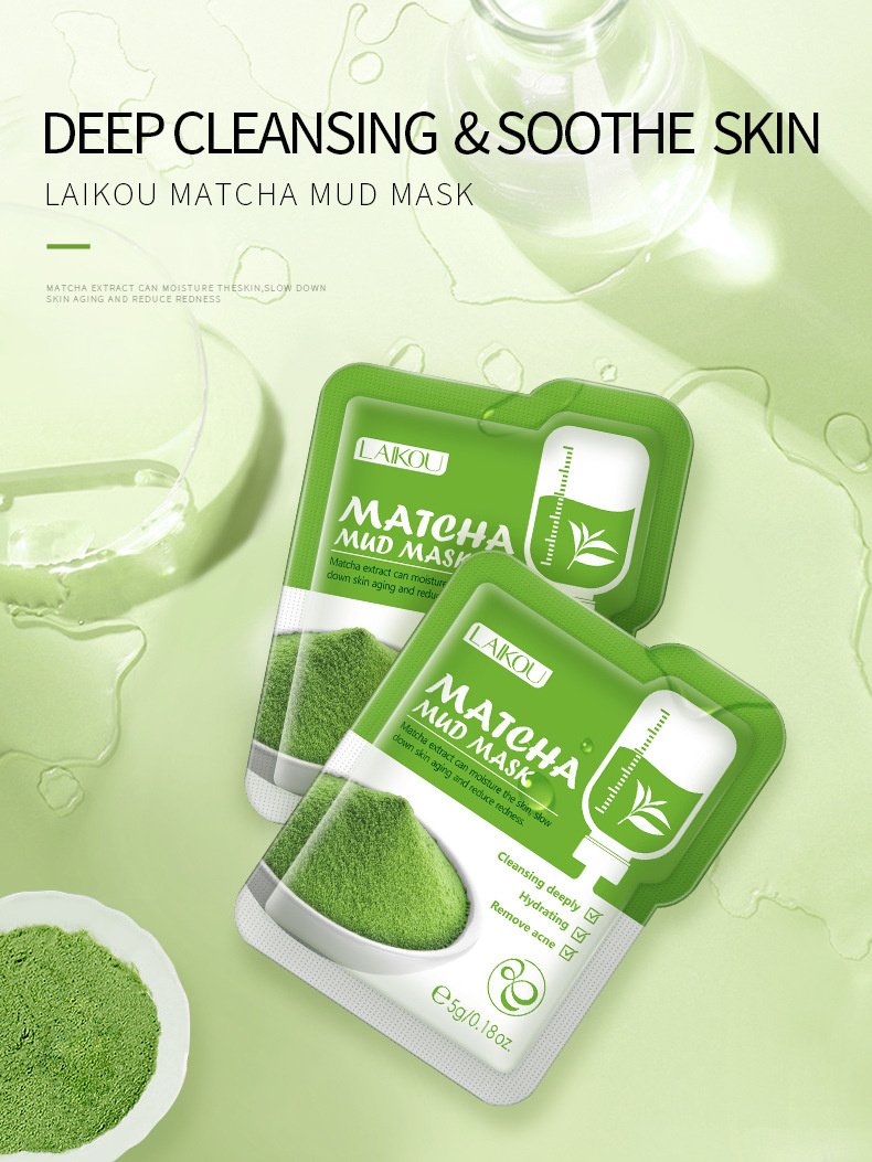 Laikou 7Pcs Matcha Groene Klei Modder Gezichtsmasker Anti Rimpel Night Facial Packs Donkere Cirkel Hydrateren Anti-Aging masker Voor Zorgen Van Het Gezicht