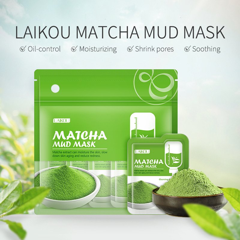 Laikou 7Pcs Matcha Groene Klei Modder Gezichtsmasker Anti Rimpel Night Facial Packs Donkere Cirkel Hydrateren Anti-Aging masker Voor Zorgen Van Het Gezicht