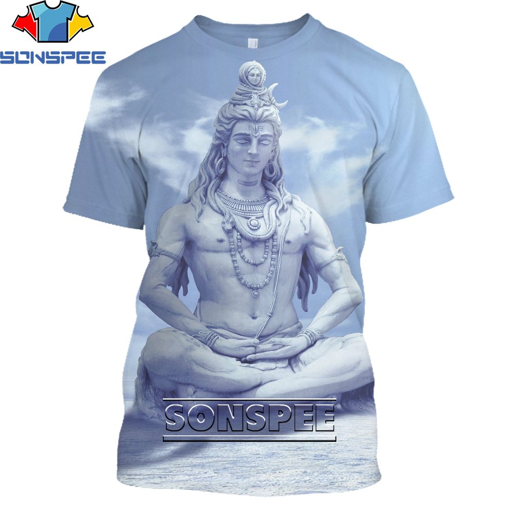 Sonspee Hindoe God Lord Shiva Mannen T-shirt 3D Print Anime Hip Hop Tees Mode Lord Shiva T-shirts Harajuku Korte mouw Tops