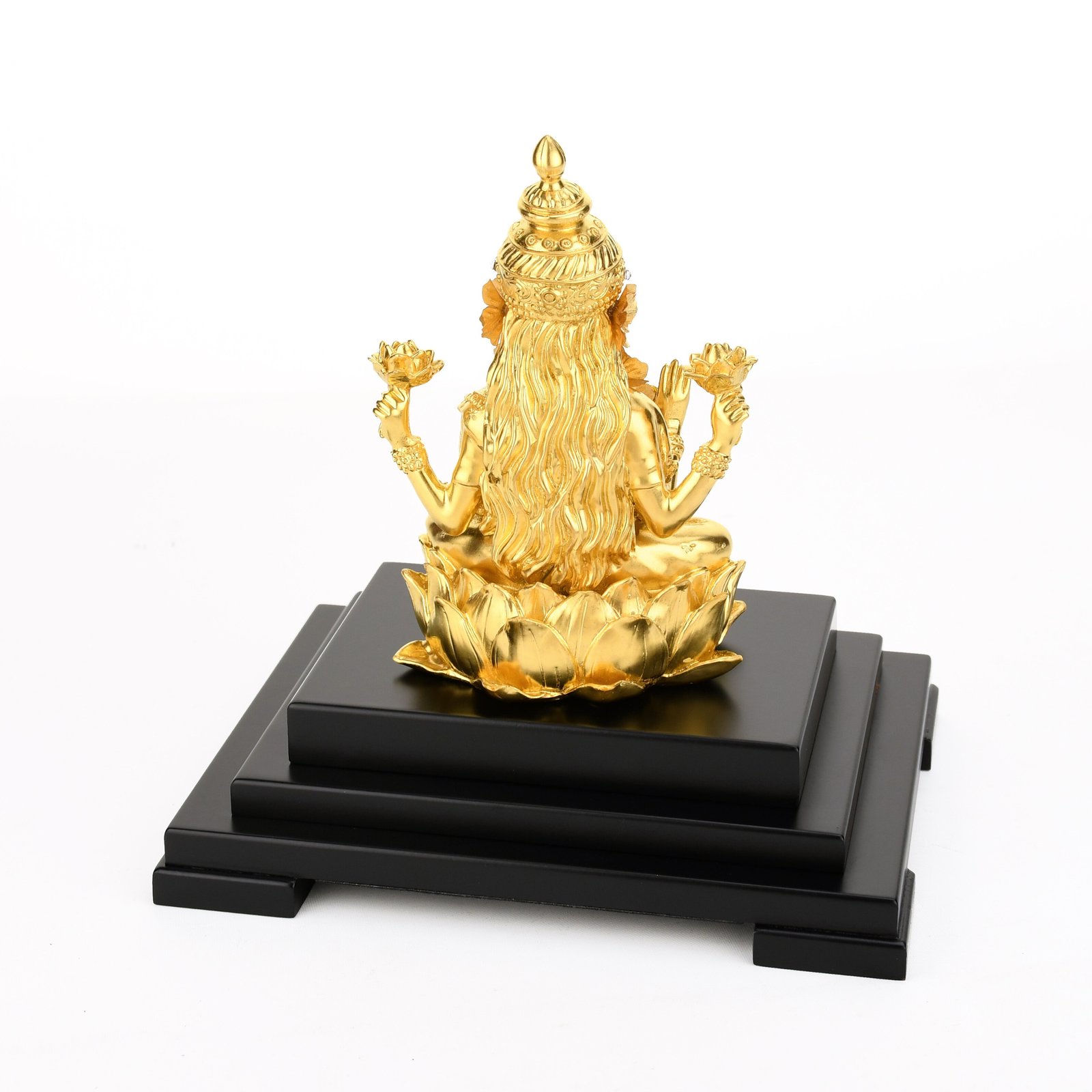 Indiase Boeddhisme Goudfolie Lakshmi Gold Lord Lakshmi Boeddhabeeld Home Tuin Boeddha Decoratie Standbeelden Ambachten