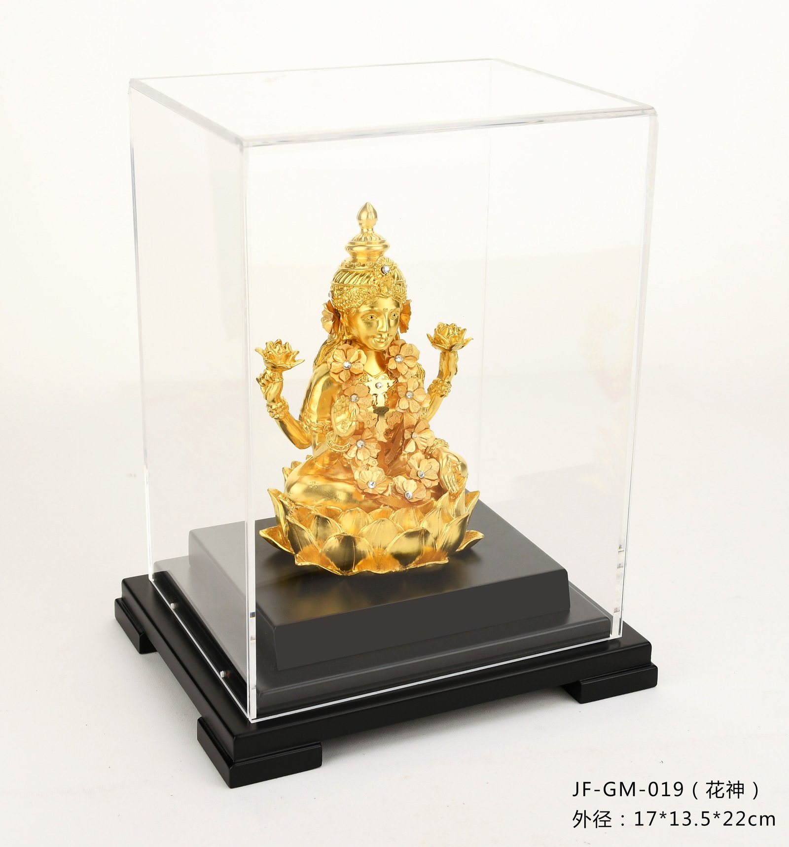 Indiase Boeddhisme Goudfolie Lakshmi Gold Lord Lakshmi Boeddhabeeld Home Tuin Boeddha Decoratie Standbeelden Ambachten