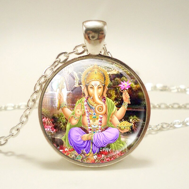 Lakshmi Godin Hanger Ketting Jewelrylakshmi Hindoeïsme Amulet Charm Glas Cabochon Hanger Voor Hem Of Haar