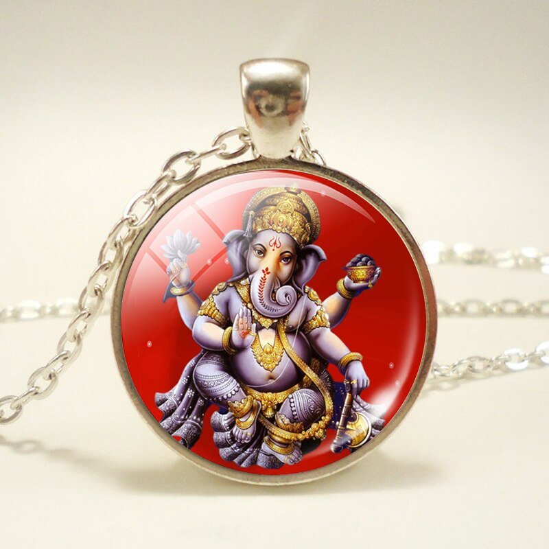 Lakshmi Godin Hanger Ketting Jewelrylakshmi Hindoeïsme Amulet Charm Glas Cabochon Hanger Voor Hem Of Haar