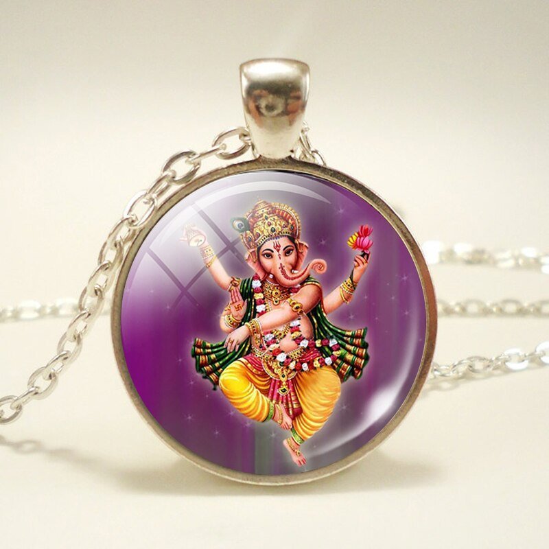 Lakshmi Godin Hanger Ketting Jewelrylakshmi Hindoeïsme Amulet Charm Glas Cabochon Hanger Voor Hem Of Haar