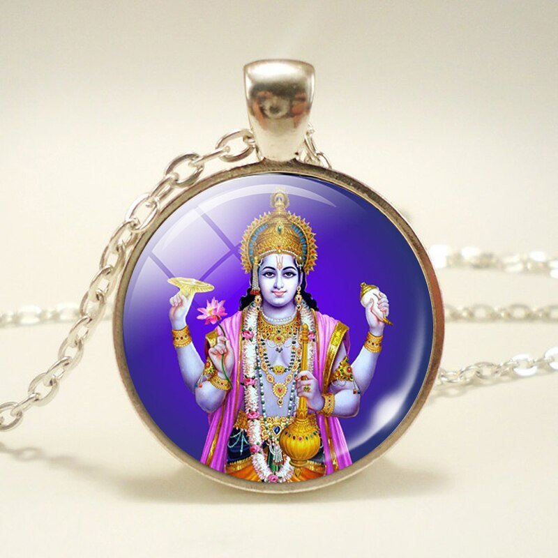 Lakshmi Godin Hanger Ketting Jewelrylakshmi Hindoeïsme Amulet Charm Glas Cabochon Hanger Voor Hem Of Haar