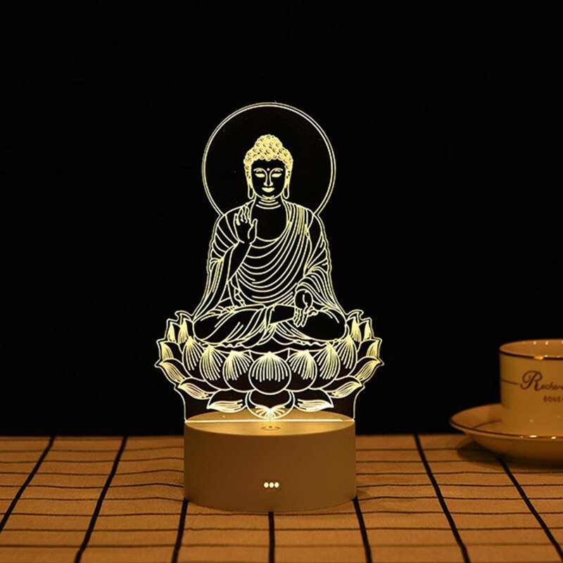 Lakshmi Lotus Lamp 3D India Godin Van Rijkdom Kamer Setup Decoratie Rgb Nachtlampje Fancy Fengshui Led Slaapkamer Boeddhisme Decor