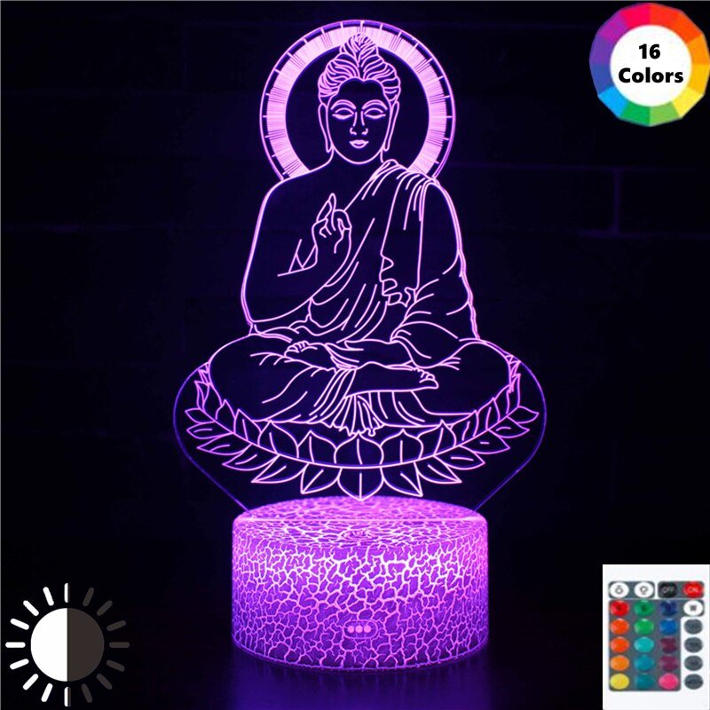 Lakshmi Lotus Lamp 3D India Godin Van Rijkdom Kamer Setup Decoratie Rgb Nachtlampje Fancy Fengshui Led Slaapkamer Boeddhisme Decor