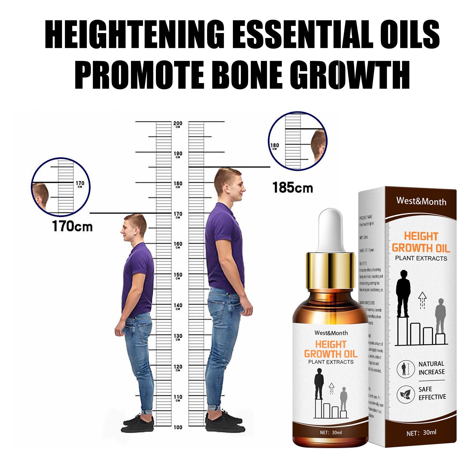 Kruiden Verhogen Hoogte Essentiële Olie Bevorderen Bone Groei Grow Taller Conditioning Toenemende Body Oliën Rustgevende Voet Massage Olie