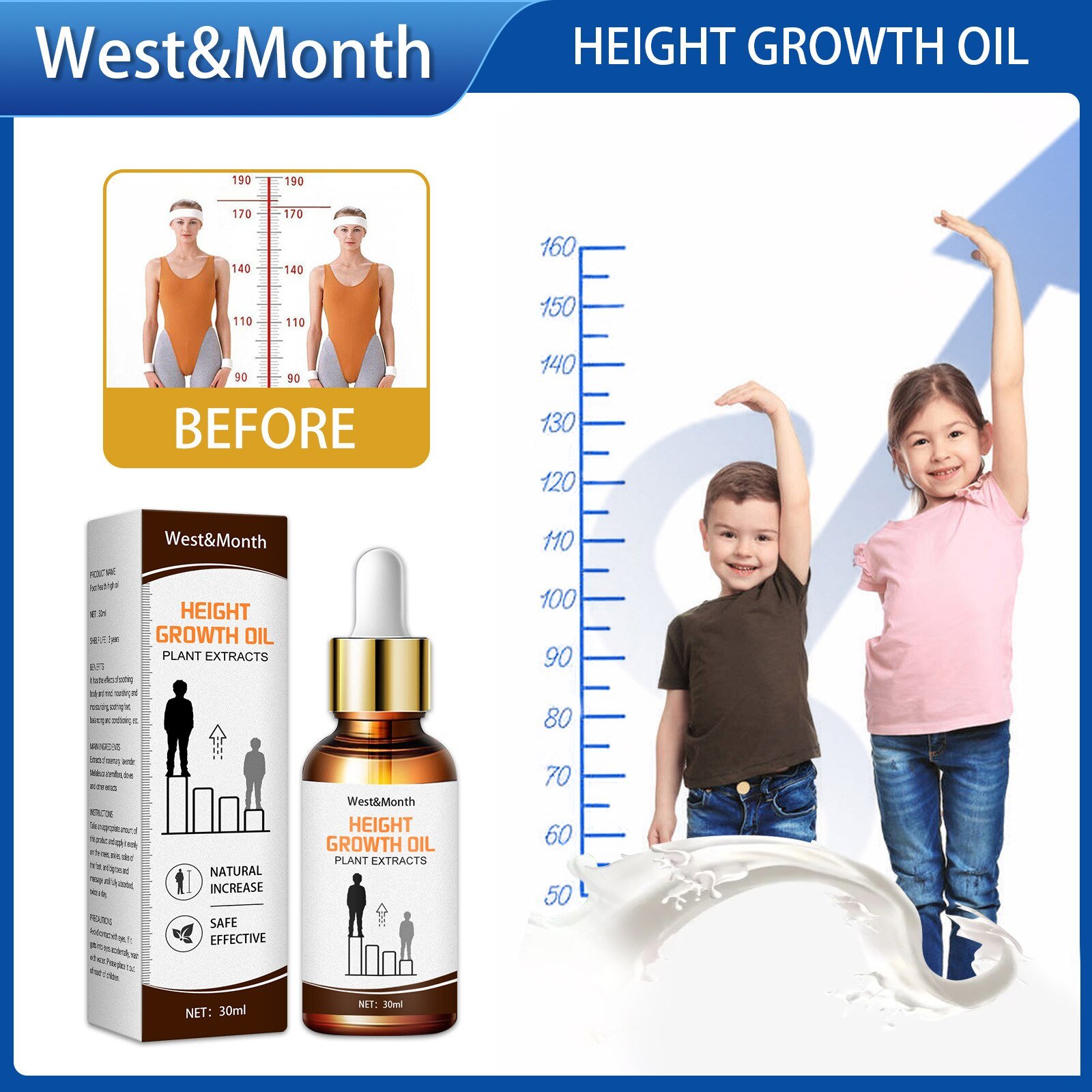 Kruiden Verhogen Hoogte Essentiële Olie Bevorderen Bone Groei Grow Taller Conditioning Toenemende Body Oliën Rustgevende Voet Massage Olie