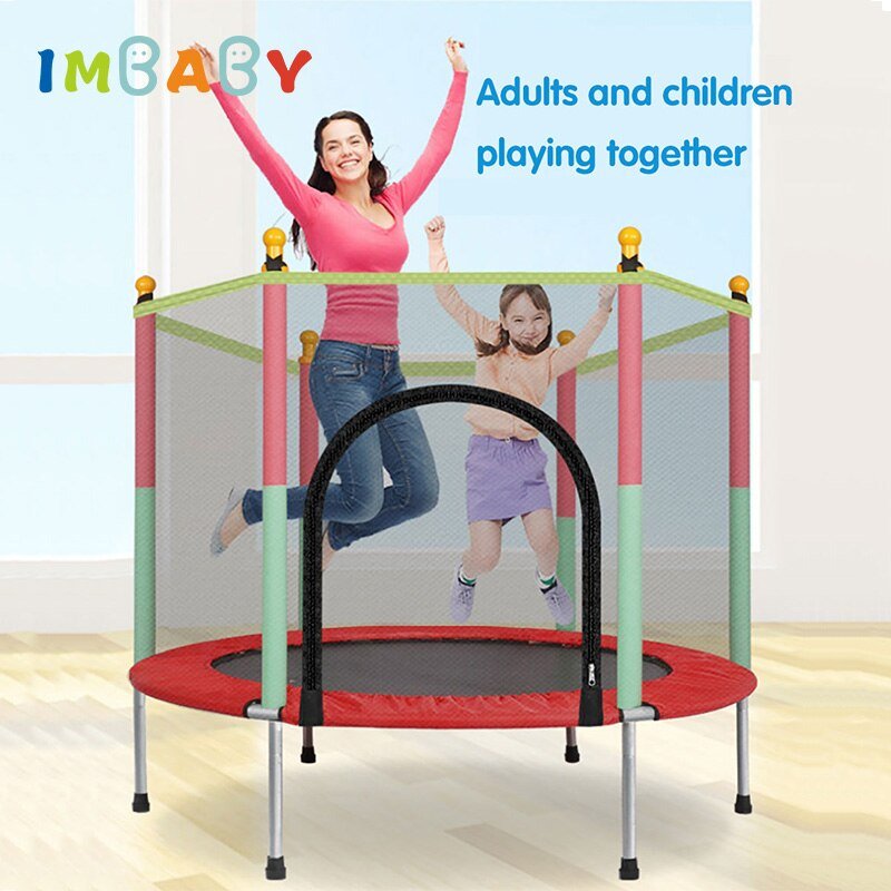 Imbaby Trampoline Voor Kinderen Thuis Kinderen Elastische Bed Veiligheid Trampoline Met Net Volwassen Fitness Trampolines Ondersteuning 100 Kg