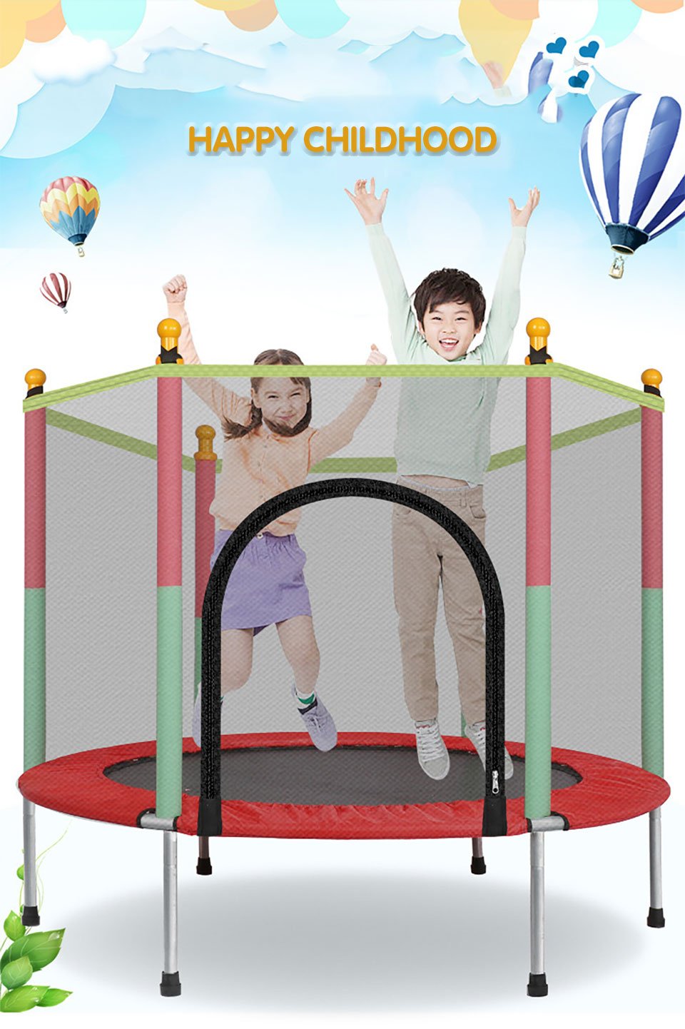 Imbaby Trampoline Voor Kinderen Thuis Kinderen Elastische Bed Veiligheid Trampoline Met Net Volwassen Fitness Trampolines Ondersteuning 100 Kg