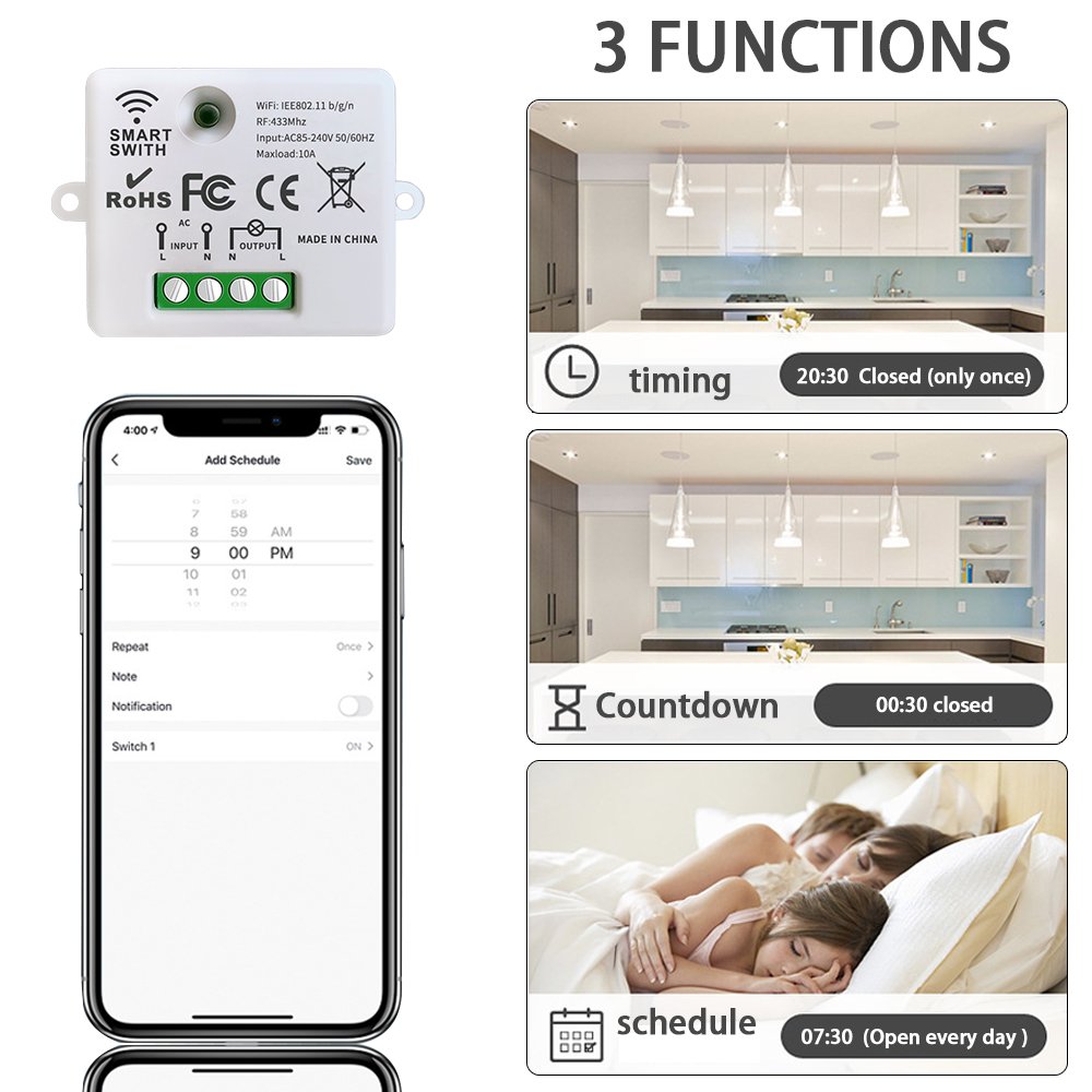 Wifi Tuya Mini Smart Lichtschakelaar 433Mhz Draadloze Wall Panel Touch Switch 220V 10A Relais Werkt Met Alexa google Thuis Slimme Leven