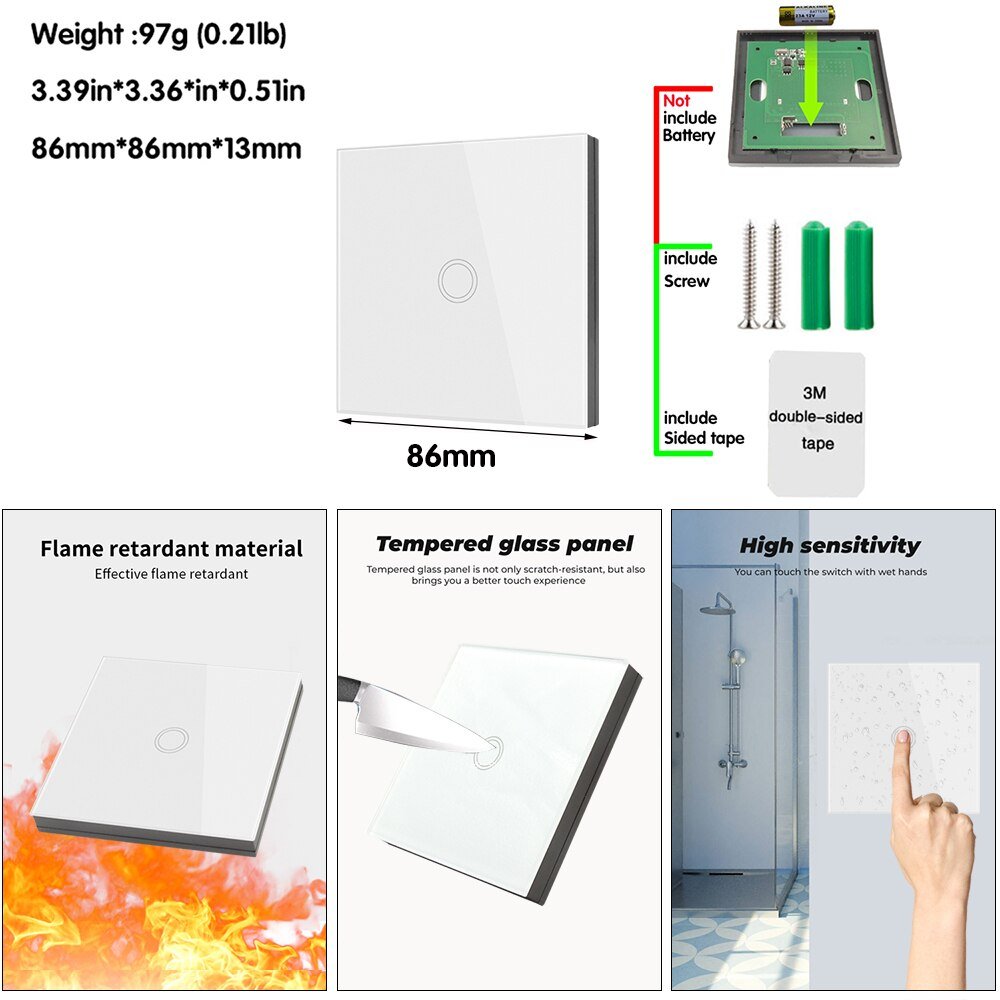 Wifi Tuya Mini Smart Lichtschakelaar 433Mhz Draadloze Wall Panel Touch Switch 220V 10A Relais Werkt Met Alexa google Thuis Slimme Leven