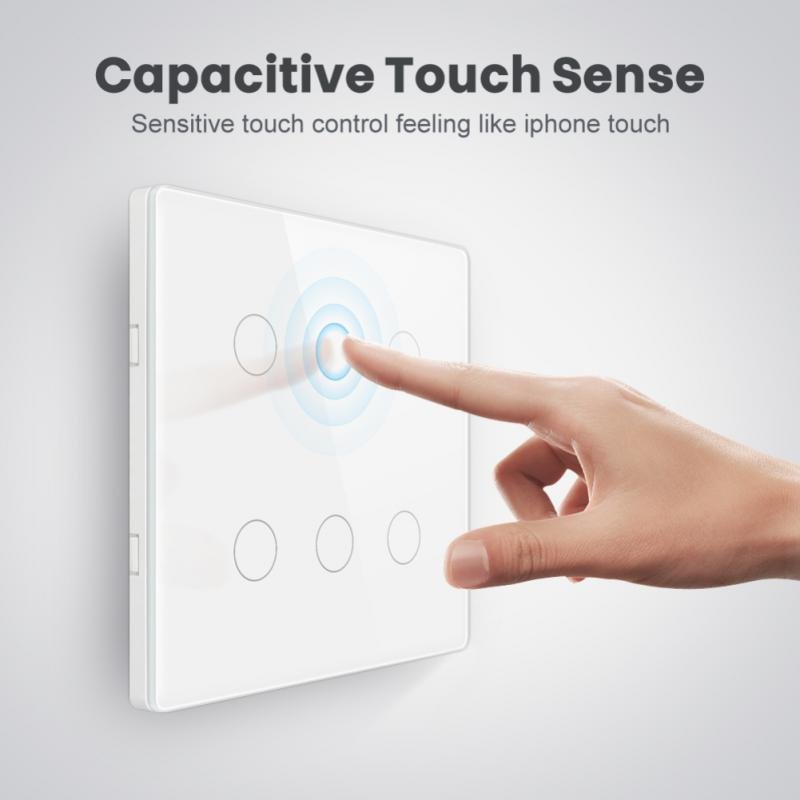 Tuya Wifi Smart Switch Brazilië Ac 110-220V 4X4 Touch Screen Panel 4/6 Gang Lichtschakelaar app Controle Werk Met Alexa Google Thuis