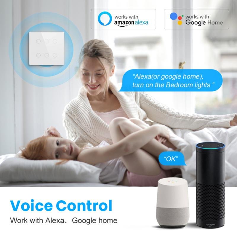 Tuya Wifi Smart Switch Brazilië Ac 110-220V 4X4 Touch Screen Panel 4/6 Gang Lichtschakelaar app Controle Werk Met Alexa Google Thuis
