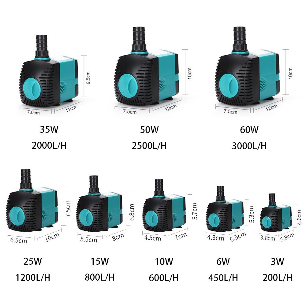 Ultra-Stille 3/6/10/15/25/35/50/60W Dompelpompen water Fontein Pomp Filter Visvijver Aquarium Waterpomp Tank Fontein