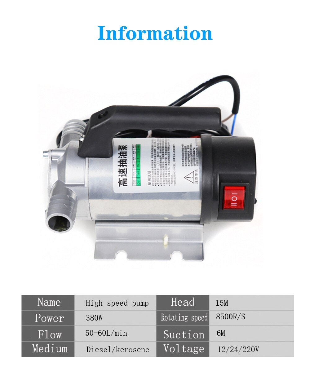50l/Min 12 V/24V/220V Kleine Auto Tanken Pomp 12 V Elektrische Automatische Brandstof transfer Pomp Voor Pompen Olie/Diesel/Kerosine/Water