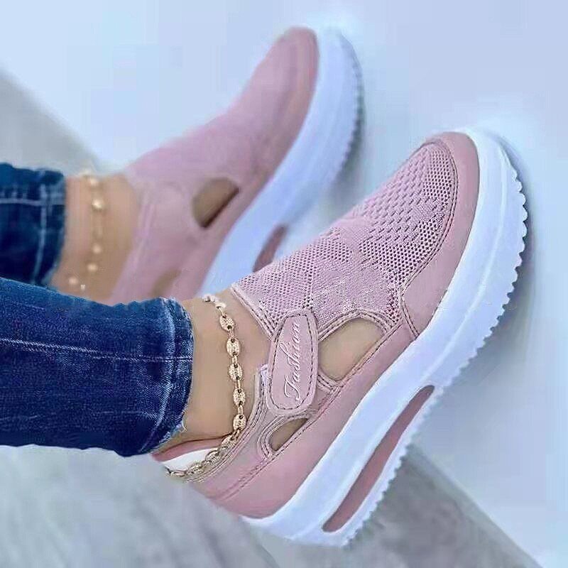 Vrouw Mesh Sneakers Casual Vrouwen Slip Om Schoenen Canvas Schoen Vrouwelijke Sportschoenen Platform Sneaker Hol Uit Schoenen