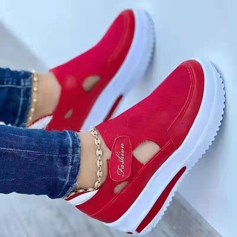 Vrouw Mesh Sneakers Casual Vrouwen Slip Om Schoenen Canvas Schoen Vrouwelijke Sportschoenen Platform Sneaker Hol Uit Schoenen
