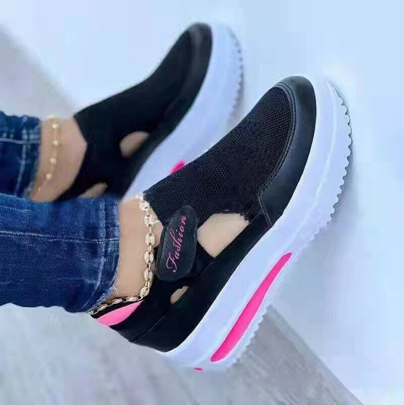 Vrouw Mesh Sneakers Casual Vrouwen Slip Om Schoenen Canvas Schoen Vrouwelijke Sportschoenen Platform Sneaker Hol Uit Schoenen