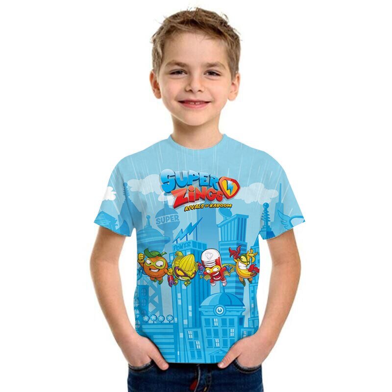 Superzings Mode T-shirt Zomer Korte Mouwen O-hals T-shirt Super Zings Tees Baby Jongens Kids Casual Cartoon Tops Meisjes T-shirt