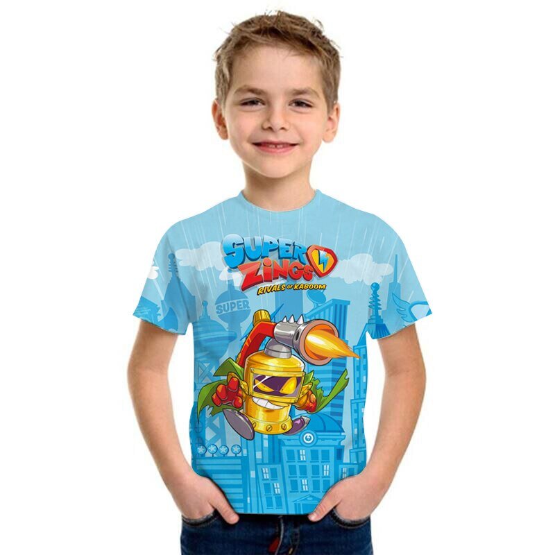 Superzings Mode T-shirt Zomer Korte Mouwen O-hals T-shirt Super Zings Tees Baby Jongens Kids Casual Cartoon Tops Meisjes T-shirt
