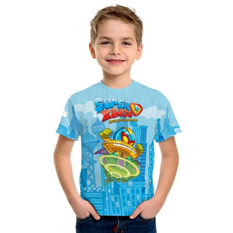 Superzings Mode T-shirt Zomer Korte Mouwen O-hals T-shirt Super Zings Tees Baby Jongens Kids Casual Cartoon Tops Meisjes T-shirt