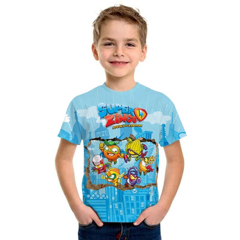 Superzings Mode T-shirt Zomer Korte Mouwen O-hals T-shirt Super Zings Tees Baby Jongens Kids Casual Cartoon Tops Meisjes T-shirt