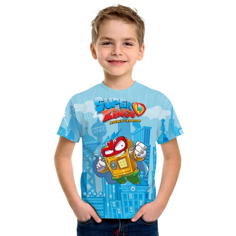Superzings Mode T-shirt Zomer Korte Mouwen O-hals T-shirt Super Zings Tees Baby Jongens Kids Casual Cartoon Tops Meisjes T-shirt