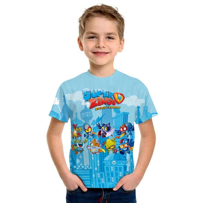 Superzings Mode T-shirt Zomer Korte Mouwen O-hals T-shirt Super Zings Tees Baby Jongens Kids Casual Cartoon Tops Meisjes T-shirt