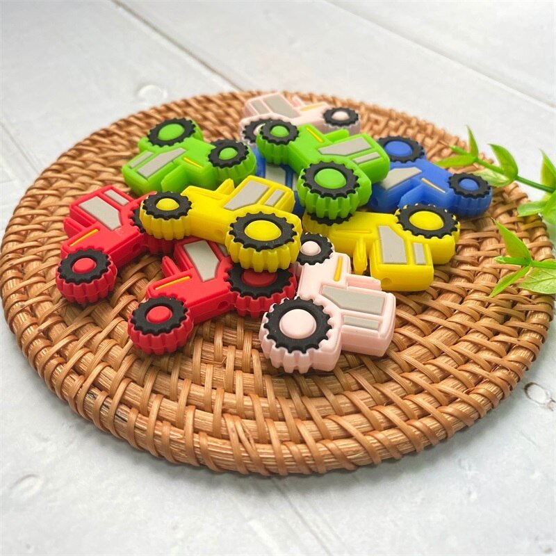 10Pcs Silicone Auto Kralen Baby Tandjes Bpa Gratis Diy Zuigeling Rustgevende Fopspeen Verpleging Armband Speelgoed Accessoire