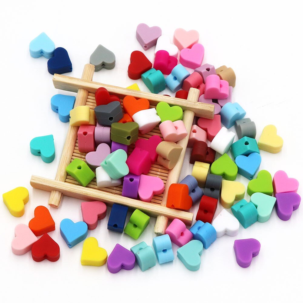 Bobo. Doos 10Pc Liefde Hart Siliconen Kralen Tandjes Accessoires Food Grade Silicone Bijtring Bpa Gratis Eco-vriendelijke Baby Bijtring Speelgoed