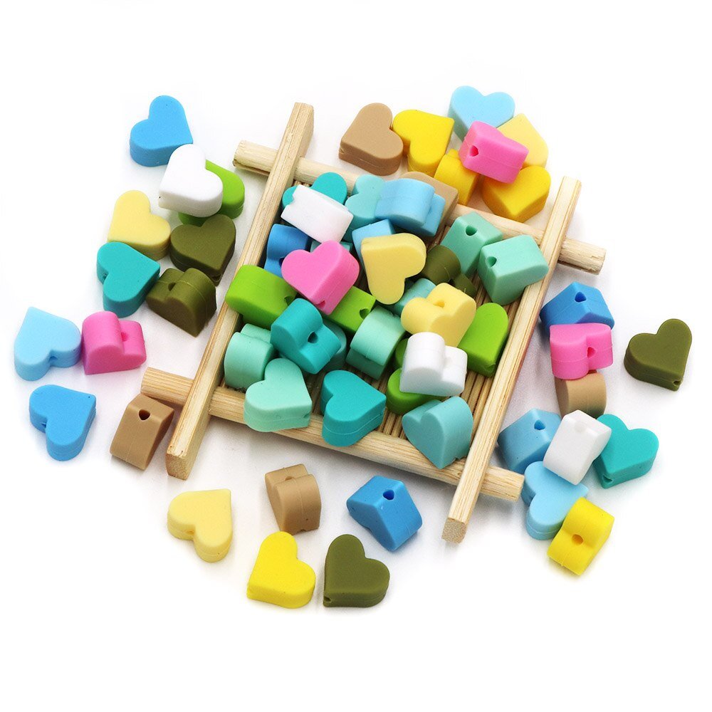 Bobo. Doos 10Pc Liefde Hart Siliconen Kralen Tandjes Accessoires Food Grade Silicone Bijtring Bpa Gratis Eco-vriendelijke Baby Bijtring Speelgoed