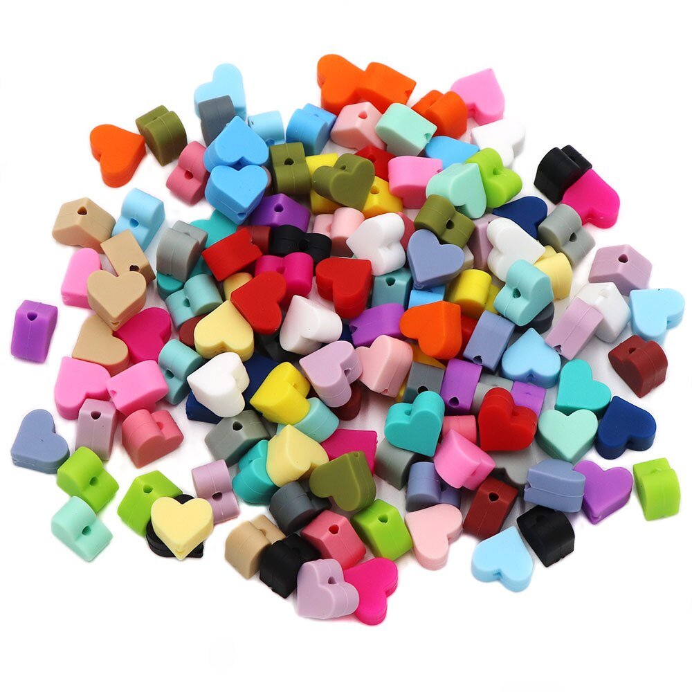 Bobo. Doos 10Pc Liefde Hart Siliconen Kralen Tandjes Accessoires Food Grade Silicone Bijtring Bpa Gratis Eco-vriendelijke Baby Bijtring Speelgoed