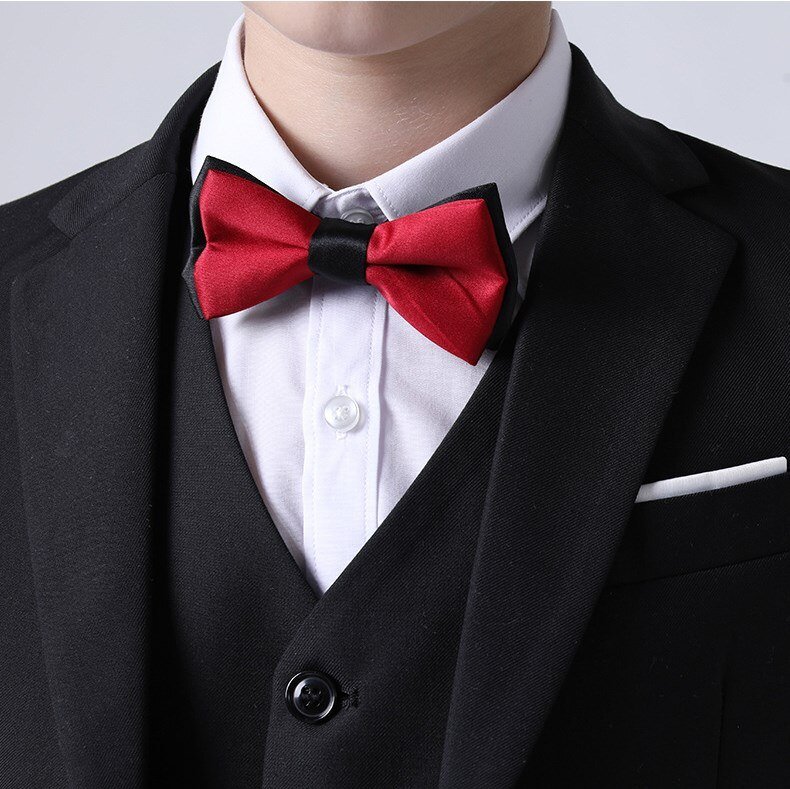 Lente Grote Jongens Top Kwaliteit Plaid Bruiloft Pak Tiener Kid Formele Tuxedo Bowtie Jurk Kinderen Blazer Party Prestaties Kostuum