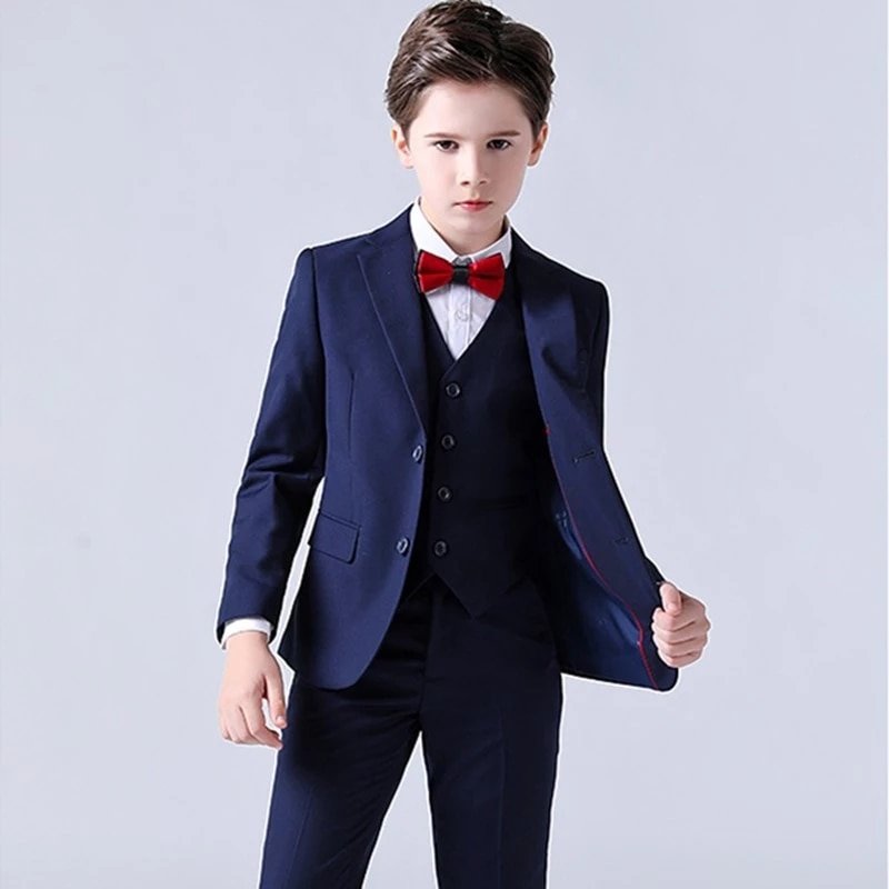 Lente Grote Jongens Top Kwaliteit Plaid Bruiloft Pak Tiener Kid Formele Tuxedo Bowtie Jurk Kinderen Blazer Party Prestaties Kostuum