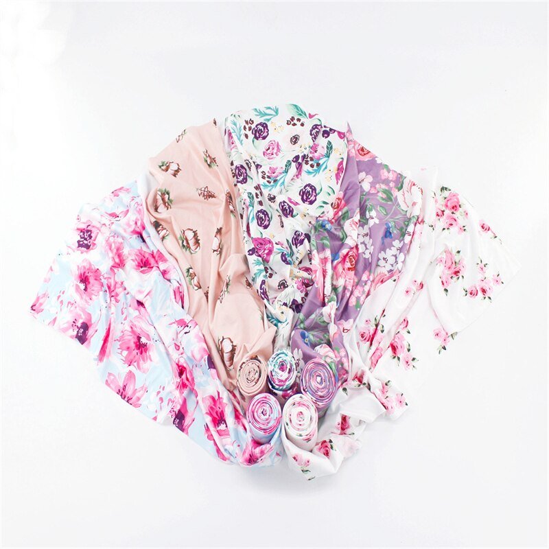Sterke Stretch Bloemen Baby Baby Fotografie Wraps Doek Pasgeboren Meisje Elastische Bloemen Fotoshoot Wrap Inbakeren 33*175 Cm