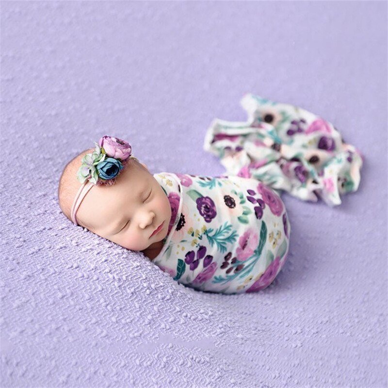 Sterke Stretch Bloemen Baby Baby Fotografie Wraps Doek Pasgeboren Meisje Elastische Bloemen Fotoshoot Wrap Inbakeren 33*175 Cm