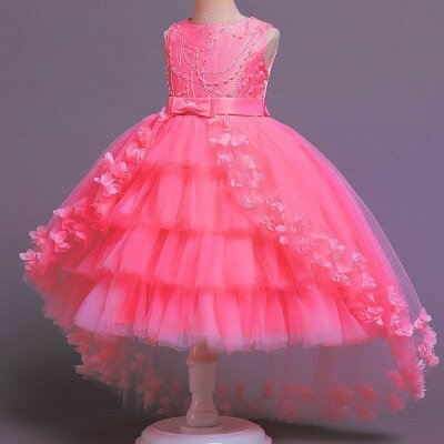 Nieuwe Hoge Kwaliteit Baby Kant Prinses Jurk Voor Meisje Elegante Verjaardagsfeestje Trailing Jurk Baby Meisje Kerst Kleding 3-12yrs