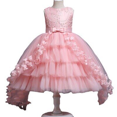 Nieuwe Hoge Kwaliteit Baby Kant Prinses Jurk Voor Meisje Elegante Verjaardagsfeestje Trailing Jurk Baby Meisje Kerst Kleding 3-12yrs