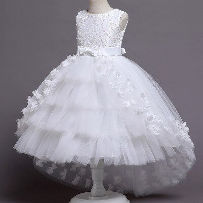 Nieuwe Hoge Kwaliteit Baby Kant Prinses Jurk Voor Meisje Elegante Verjaardagsfeestje Trailing Jurk Baby Meisje Kerst Kleding 3-12yrs