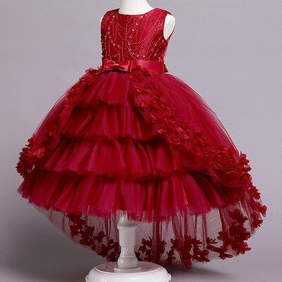 Nieuwe Hoge Kwaliteit Baby Kant Prinses Jurk Voor Meisje Elegante Verjaardagsfeestje Trailing Jurk Baby Meisje Kerst Kleding 3-12yrs